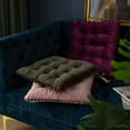thumbnail image 3 of Square Velvet Soft Chair Pad with Ties Cute Gradient Pom Pom Indoor Dining Chairs Cushion 16" x 16", 3 of 7