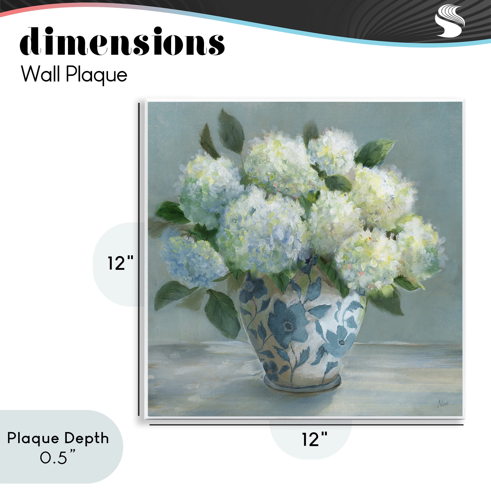 Stupell Industries Hydrangeas in Elegant Vase Wall Plaque Art, design by Nan