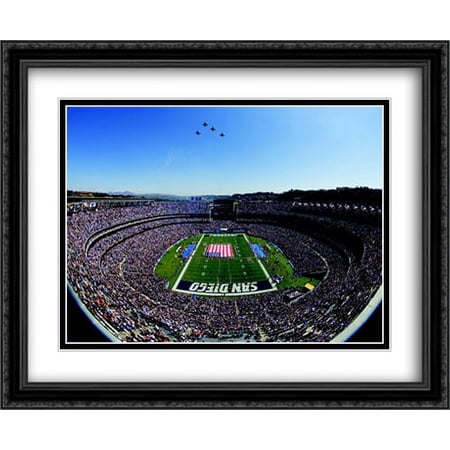 Qualcomm Stadium 2x Matted 34x28 Large Black Ornate Framed Art Print from the Stadium Series