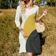 thumbnail image 3 of Abstract Yellow Grey Circles Art Sweetheart Knot Flared Dress Fashion Design Large Size Loose Dress Spring Summer Women Dress, 3 of 9