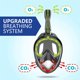 thumbnail image 4 of Máscara de snorkel YONGSHENG de cara completa con sistema de RESPIRACIÓN Dry Top vista panorámica 180 grados antivaho antifugas soporte para cámara, 4 of 5