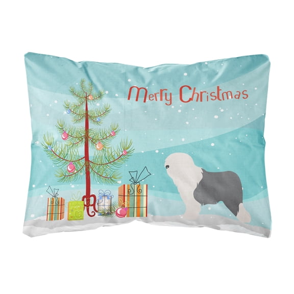Carolines Treasures BB8456PW1216 Old English Sheepdog Bobtail Christmas Canvas Fabric Decorative Pillow, 12H x16W,