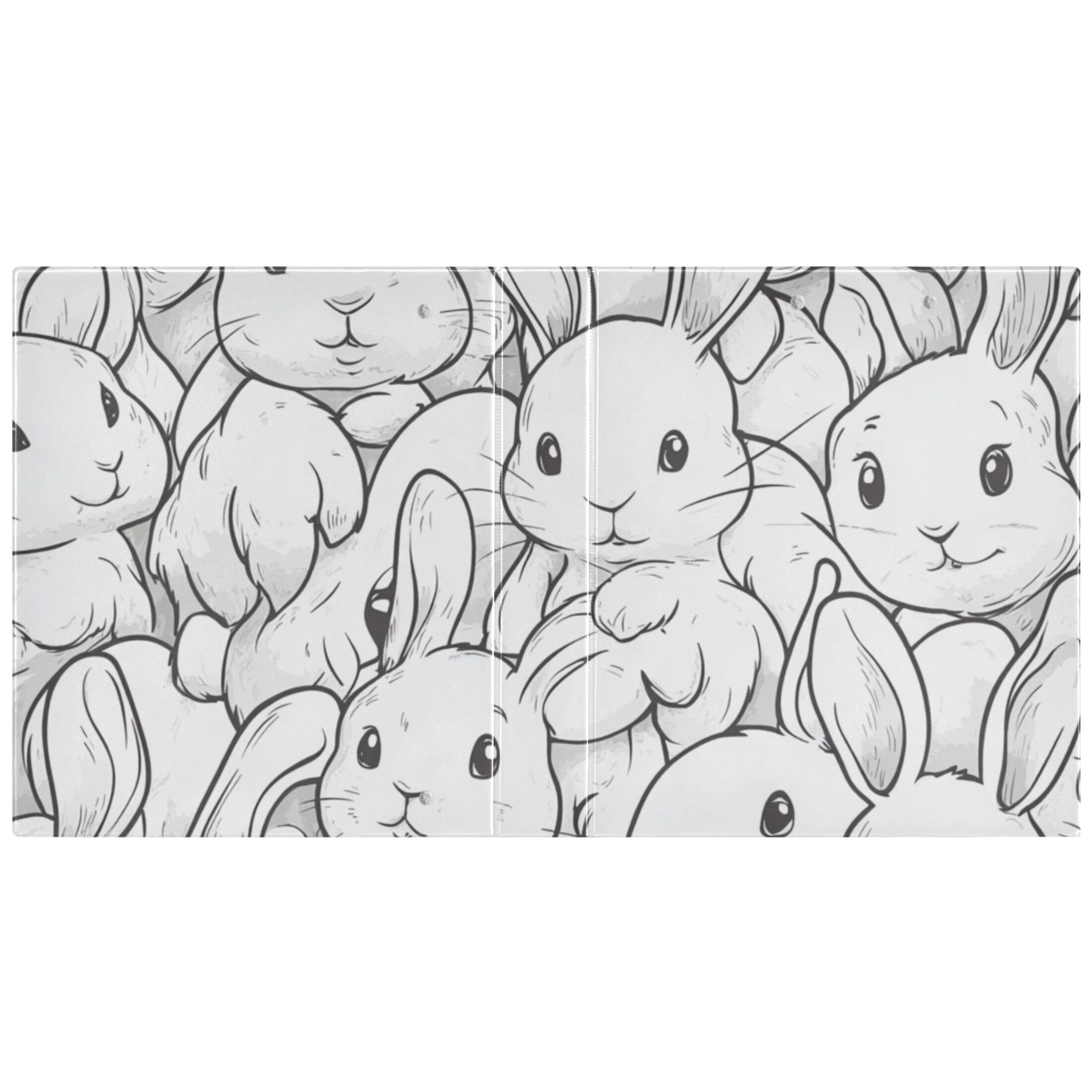 Cartoon Bunny Rabbits 3 Ring Binders 1.5 inch Hardcover File Folders with Interior Pockets A4 Size Organizer for School Office Hospital