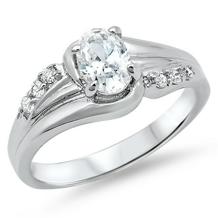Sterling Silver Women's Flawless Colorless Cubic Zirconia Solitaire Wedding Ring (Sizes 5-10) (Ring Size 6)