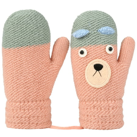 VBIGER Kids Winter Mittens Children Warm Knit Gloves Cute Fleece Cold Weather Gloves for Girls Boys 4-8 Years