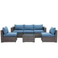 thumbnail image 2 of CozyHom 6 Pcs Outdoor Patio Wicker Rattan Furniture Set Sectional Conversation Sofa Set With Coffe Table And Cushions, Blue, 2 of 13