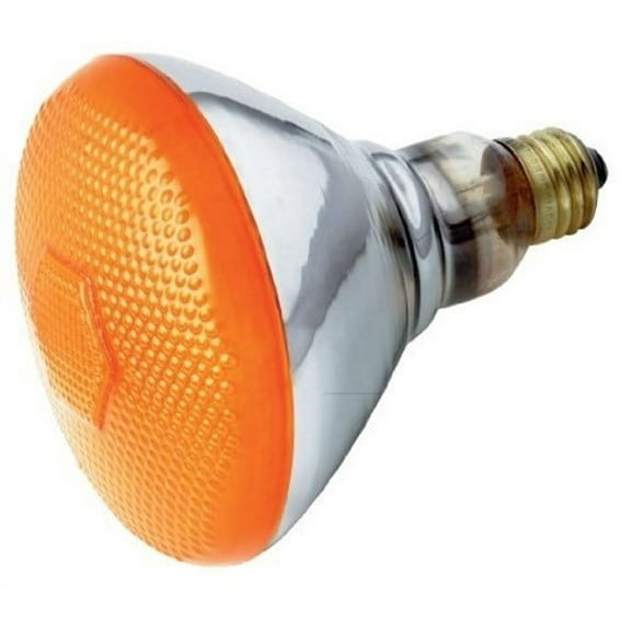 Satco S4425 - 100 watt BR38 Incandescent; Amber; 2000 average rated hours; Medium base; 120 volts