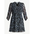 thumbnail image 6 of Time and Tru Women's Smocked Chiffon Mini Dress with Long Sleeves, Sizes XS-XXXL, 6 of 6