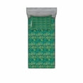 thumbnail image 2 of Ambesonne Leaves Fitted Sheet & Pillow Sham Set, Hawaiian Tropical Foliage, Full, Green Night Blue, 2 of 3