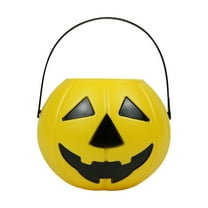 Hvmvliv Plastic Pumpkin Buckets Halloween Candy Bucket 1Pc Small Pumpkin Basket for Kids Halloween Halloween Pumpkin Basket Decorations Yellow