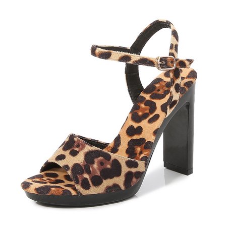 

Women‘s Sexy Leopard Print 11cm High Heel Sandals Nightclub Plus Size Fashion Model High Quality Shoes