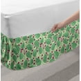 thumbnail image 2 of Floral Bed Skirt, Shabby Spring Bouquets Blowing of Big Swirly Leaves Gardening Theme, Elastic Bedskirt Dust Ruffle Wrap Around for Bedding Decor, 4 Sizes, Laurel Green and Purple, by Ambesonne, 2 of 2