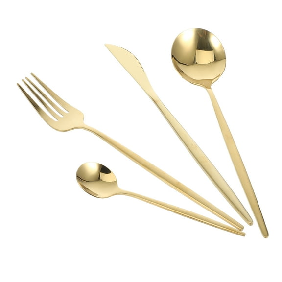 HOOWIFFY 1 Set Easy to Clean Golden Set for Catering Industry Family Dinners 11.8x0.6x0.1in