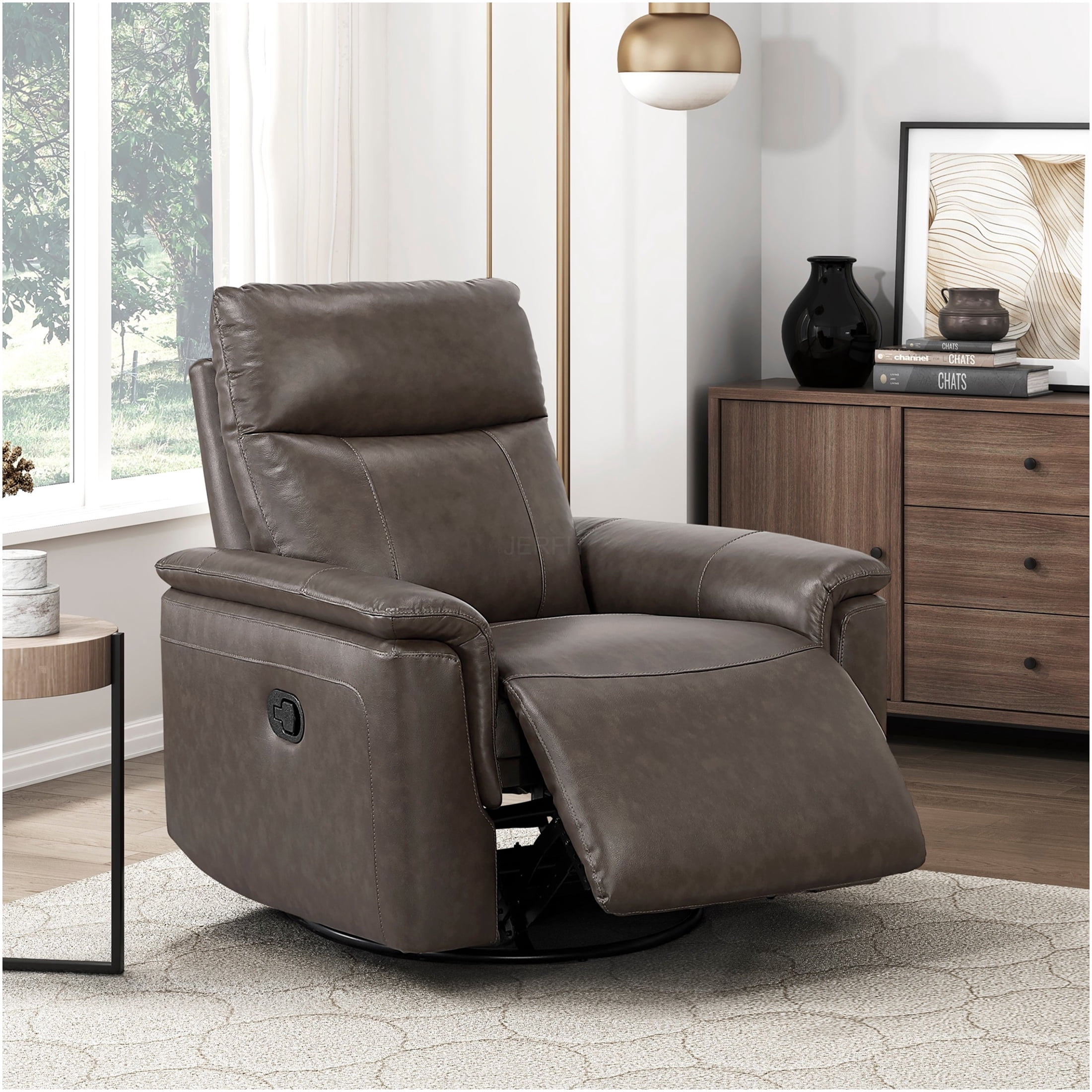 Benchmaster Peregrine Reclining Chair, Charcoal Faux Leather, Flip