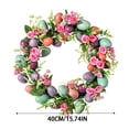 thumbnail image 3 of 15.7 Inch Spring Easter Wreath with Eggs and Flowers - Artificial Flower Wreath for Front Door Decor, Easter Summer Farmhouse Holiday Wall, Home Window, and Indoor Outdoor Display (Pink), 3 of 9