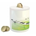 thumbnail image 2 of Music Piggy Bank, Music Piano Keys Curvy Fingerboard Summertime Entertainment Flourish, Ceramic Coin Bank Money Box for Cash Saving, 3.6" X 3.2", Lime Green Black White, by Ambesonne, 2 of 4