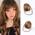 thumbnail image 2 of Bangs Hair Clip in Bangs 100% Real Human Hair Extensions Wispy Bangs with Temples Hairpieces for Women Clip on Air Bangs Curved Bangs for Daily Wear (Light Brown), 2 of 5