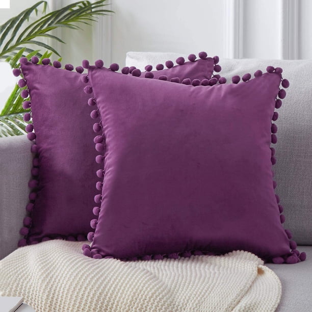 Funda de almohada de terciopelo, paquete de 2 fundas de almohada decorativas para sofá cama, sofá, silla, funda de tapicería, funda de almohada cuadrada sólida, 40x40cm Vhermosa ZH-370-5