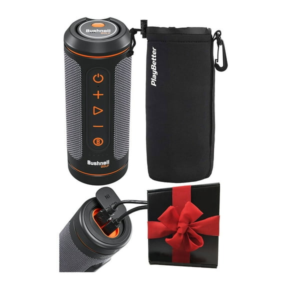 Bushnell Wingman 2 Golf GPS Speaker Gift Box Bundle with PlayBetter Protective Wingman Pouch, Packed in Black Gift Box with Red Bow