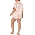 thumbnail image 3 of Agnes Orinda Plus Size Pajamas Sets for Women Soft Satin Button Down Loungewear 2 Piece Shorts Set 2X Champagne, 3 of 6