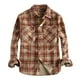 thumbnail image 2 of Blusa y camisa de manga larga con cuello vuelto para hombre, estilo vintage, con botones y bolsillos, a cuadros, de algodón., 2 of 3