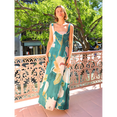 thumbnail image 4 of Vestido Fluido Sin Mangas con Cuello Cuadrado y Estampado Floral para Mujer. Vestido Maxi de Corte A. Verde S, 4 of 10