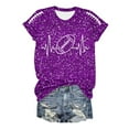 thumbnail image 5 of Women Sequin Football T Shirts Game Day Heart Graphic Short Sleeve Crewneck Tops Trendy Casual Summer Classic Fit Tees Z005-Purple S, 5 of 5