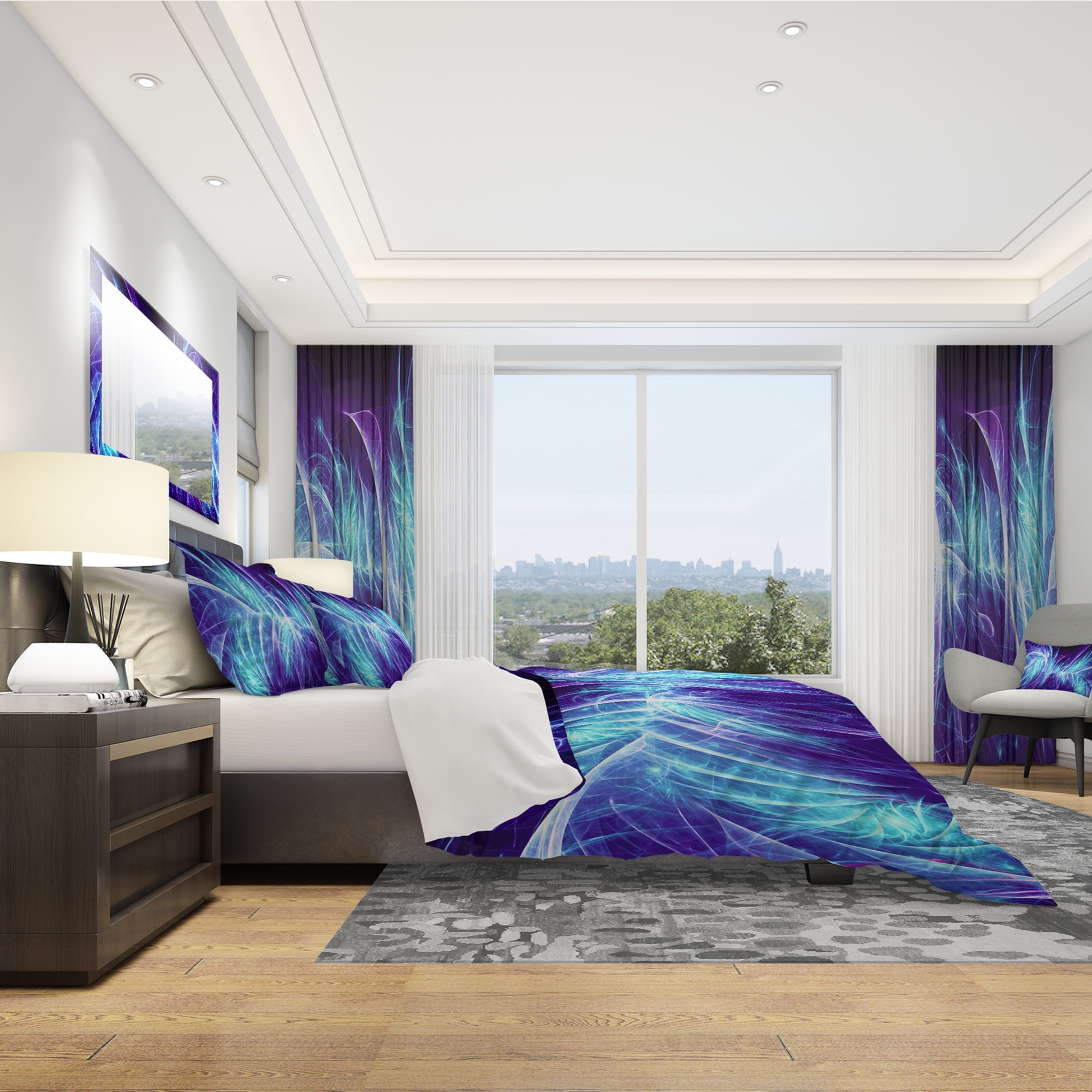 Designart 'Blue Electricity' Modern & Contemporary Duvet Cover Set