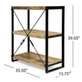 thumbnail image 3 of GDF Studio Warthen Modern Industrial Handmade Mango Wood 3 Shelf Etagere Bookcase, Natural and Black, 3 of 8