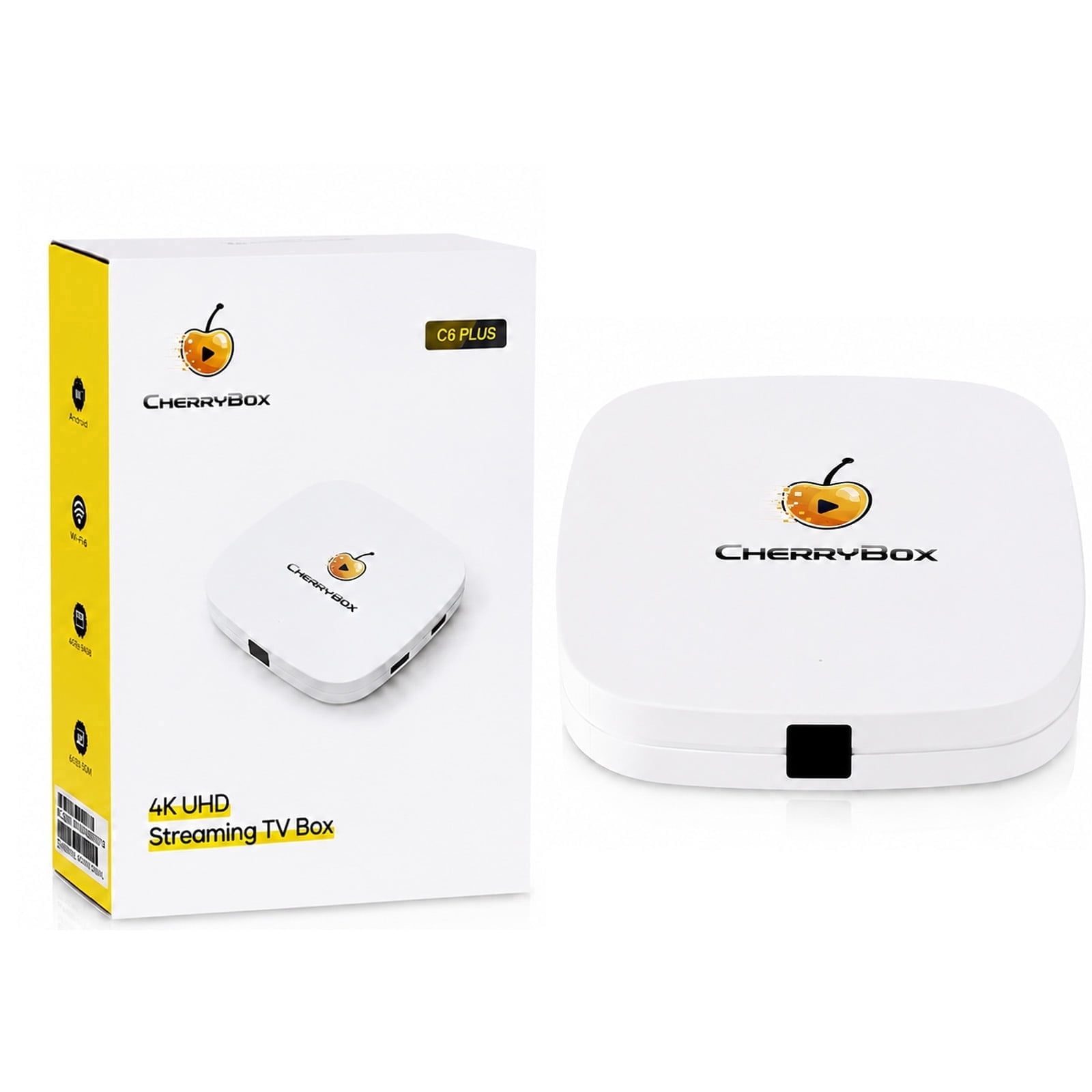 CHERRYBOX C6 PLUS 2026, 4GB RAM 64GB Storage, 4K Ultra HD Wi-Fi 6, Gigabit Ethernet and Voice Remote