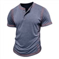 thumbnail image 2 of Camisetas de Corta para Hombre, Camisetas Informales de Algodón Estilo Henley, Camisetas Básicas de Verano Azul L, 2 of 6