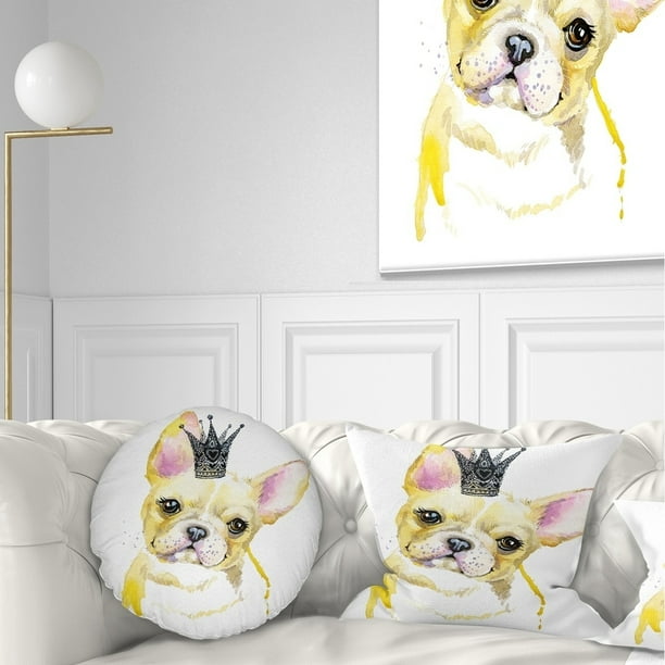 Design Art Designart French Bulldog With Black Crown Contemporary Animal Throw Pillow Walmart Com Walmart Com