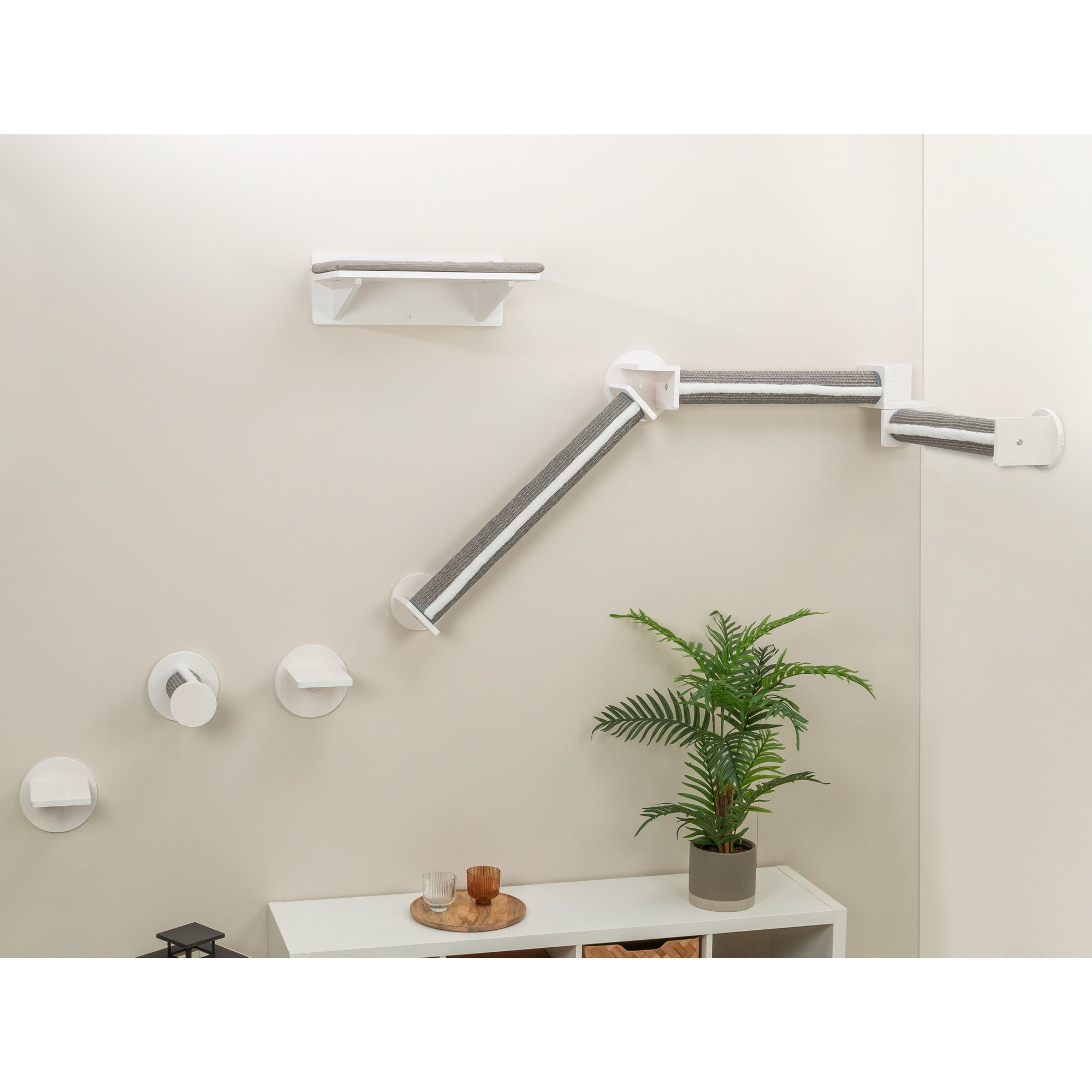 TRIXIE Wall Set 6 Wall Mounted Cat Perch System, Scratching Posts, Platforms, Steps, Gray