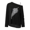 thumbnail image 4 of Camisas informales de manga larga para mujer, jersey con hombros descubiertos, blusa holgada con lentejuelas brillantes, Tops tipo túnica Pompotops  gfhjh15355, 4 of 7