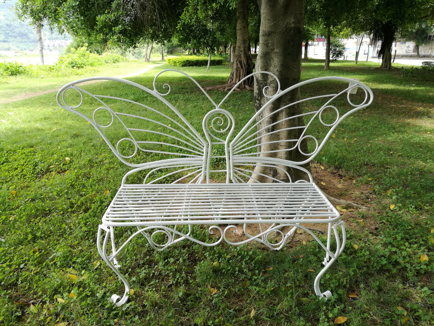 white metal garden butterfly chair