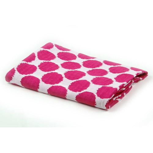 Bacati - Ikat Leopard/Dots/Damask 4-Piece Crib Bedding Set with 2 Muslin Swadling Blankets, Pink/Grey