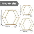 thumbnail image 2 of Set of 3 Hexagon Wall Shelf  Shelves, Metal and Wood Floating Shelf Wall Storage Organizer for Kitchen Shelf, Bathroom, Bedroom, Gold, 2 of 7