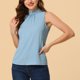 thumbnail image 5 of INSPIRAR CHIC Blusa sin mangas con cuello alto y volantes para mujer M Gris Azul, 5 of 7