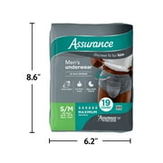 (2 pack) Assurance Men's Incontinence Underwear, S/M, Maximum Absorbency, 19 Count