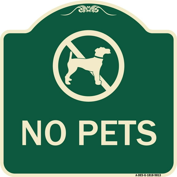 SignMission Designer Series Sign - No Pets | Green 18" X 18" Heavy-Gauge Aluminum Architectural Sign | Protect Your Business & Municipality | Made in the USA