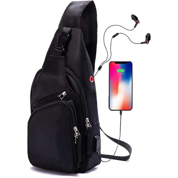 Sling Bag for Men, Water Resistant Shoulder Chest Crossbody Bags Sling Backpack with USB Charging Port
