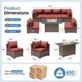 thumbnail image 6 of ELPOSUN Patio Furniture Set, Outdoor Patio Furniture Wicker Sectional Furniture Couch Set, 7 Pieces Outdoor Sectional Sofa with Fire Pit Table, Outdoor Patio Set for Outdoor Furniture (Burgundy Red), 6 of 7