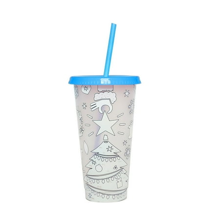 

Yeithhui Kitchen Cups Christmas Color Changing Cup Pp Coffee Plastic Single Layer Temperature Sensitive Color Changing Color Changing Cup