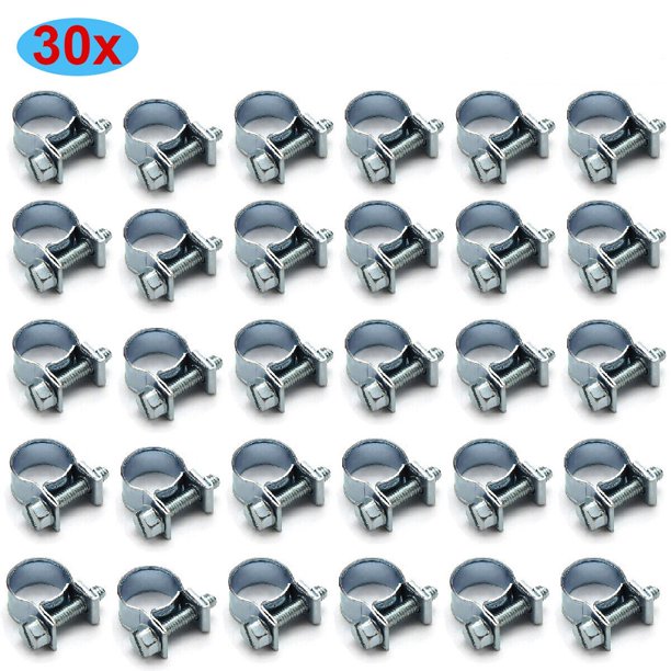 30 Pcs 1 4" 5 16" 3 8" Fuel Injection Gas Line Hose Clamps Clip Pipe