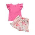 thumbnail image 1 of FOCUSNORM  Baby Girls 2PCS Outfit Set Fly Sleeve Tops + Floral Print Shorts Set, 1 of 10