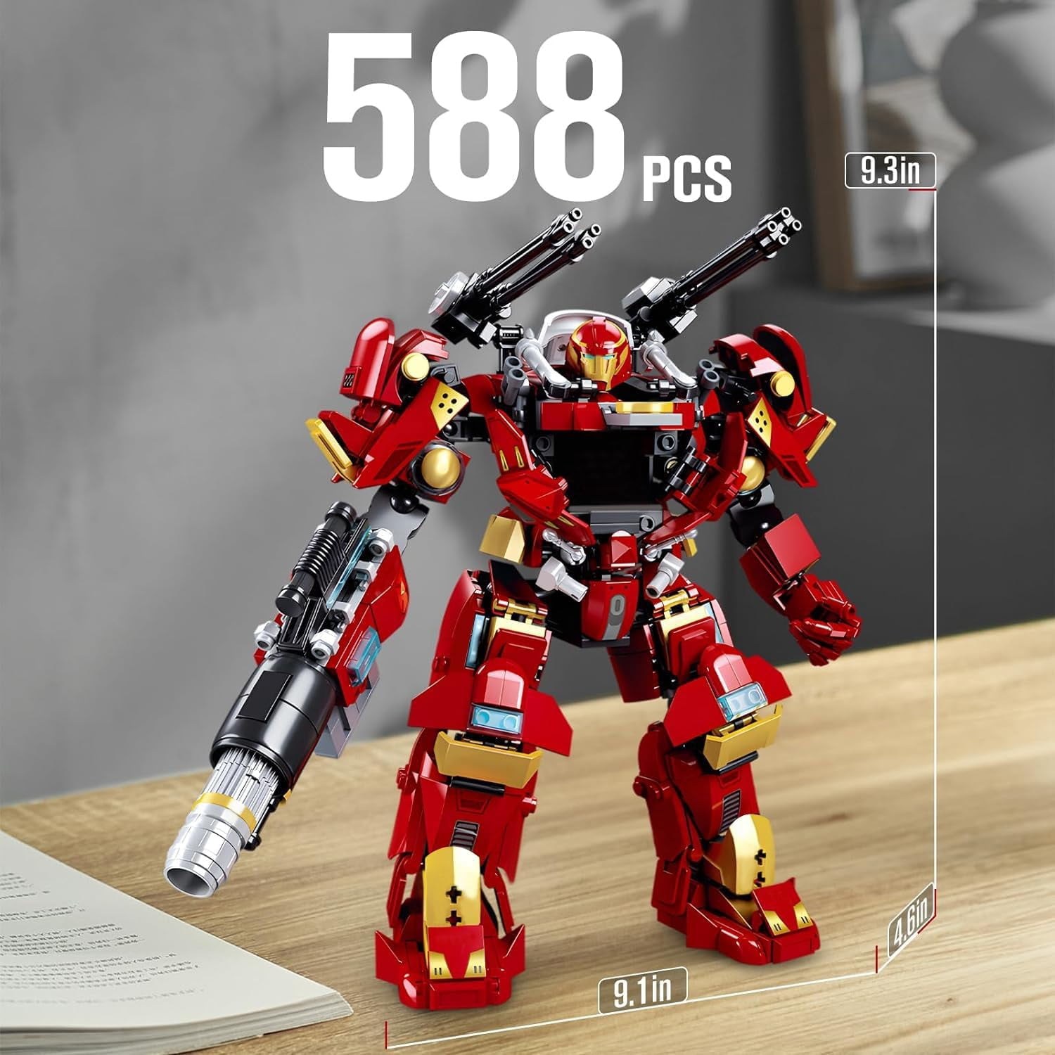 Mech Robot Transforming Building Blocks Set for Adults, City Warrior Justice Hero Soldier Mech Model Building Kit, Cool Creative Robots Toys Gift for Teens 14+, 588 Pieces