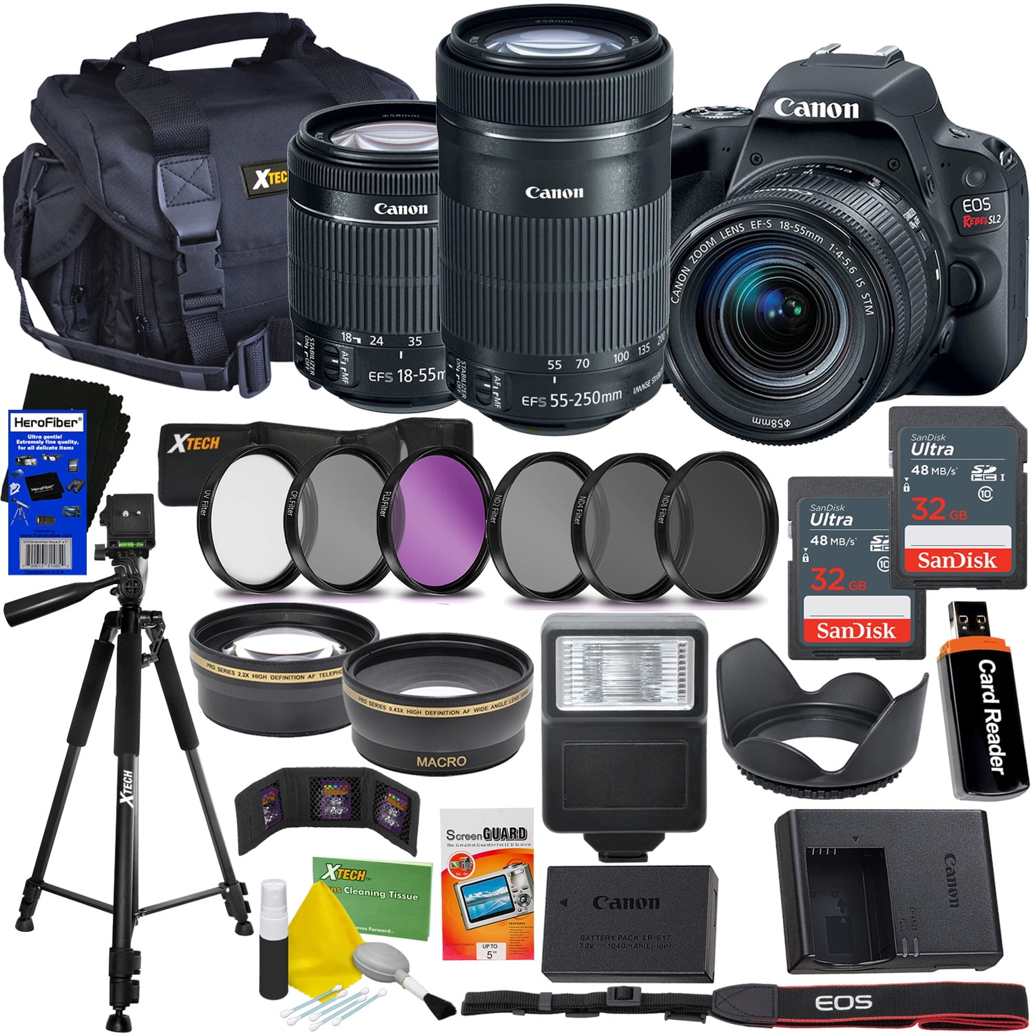 Canon EOS Rebel SL2 DSLR Camera with EFS 1855mm STM & 55250mm STM