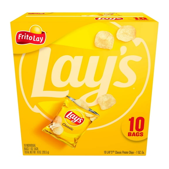 Lay's Classic Potato Snack Chips, 1 oz Bags, 10 Count Multipack