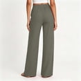 thumbnail image 4 of Wlynlyn Women Wide Leg Cotton Linen Pants with Pocket High Waisted Lounge Palazzo Pants Beach Vacation Trousers(Small,Army Green), 4 of 8