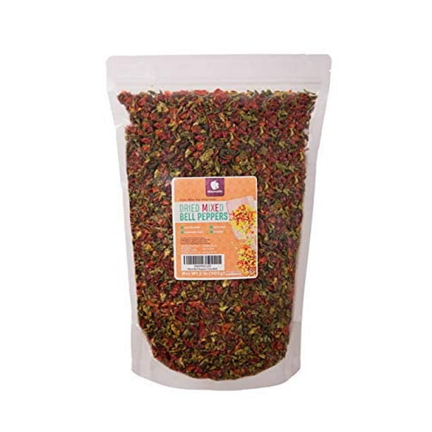 Gourmanity 2 lb Dried Mixed Bell Peppers, Dehydrated Mixed Pepper Flakes, All Natural, Kosher